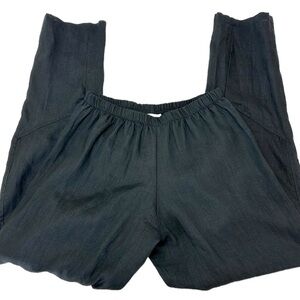 Planet by Lauren G Black Linen High Rise Tapered Leg Pull On Pants Size …